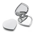 Forzacase Kadınlara Özel Ayna Beyaz Suni Deri Kalp Şeklinde Makyaj Aynası 7 cm - FC961