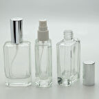 20 ADET BOŞ CAM PARFÜM ŞİŞE, 50 ML, KESME MODEL, ŞEFFAF