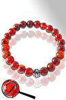 Sertifikalı Kırmızı Ejderha Akik Taşı Bileklik - Gümüş Aparatlı
