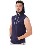 MuscleCloth Training Kapüşonlu Kolsuz T-Shirt Lacivert