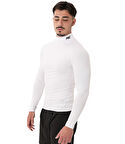 MuscleCloth Tech Mock Uzun Kollu T-Shirt Beyaz