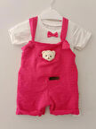 Canini Ayıcıklı kız-erkek keten salopet 2li takım baby&kıds 6-9-12 ay