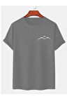 Dağ Manzaralı Baskılı Siyah Bisiklet Yaka Yazlık Kısa Kollu Unisex T-shirt