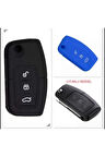 2 Adet Fiesta Focus B-max Kuga Uyumlu Silikon Anahtar Koruma Kılıfı Siyah Ve Mavi