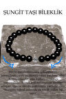 Sertifikalı A Kalite Shungite - Şungit Taşı Bileklik - Gümüş Aparatlı