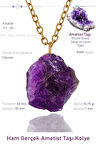 Sertifikalı Ham İşlenmemiş Ametist  Taşı Kolye - 24k Altın Kaplama