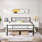 HFT HOME Metal Karyola, Çınar Metal Karyola Siyah Beyaz Gold renk seçenekli, Çift Kişilik