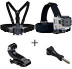 Tüm Aksiyon Kameralara Uyumlu Kafa Bandı, Göğüs Bandı, J Hook, Uzun Vida Aksesuar Seti