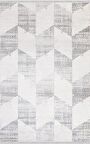 İpek Mekik Halı Filiya Gri Ekru Geometrik Çizgili Halı