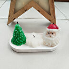 3 Parça Tabaklı Yılbaşı Mum Seti