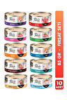 10'lu Tahılsız Premium Karışık Aromalı Kedi Konserve Maması Kedi Yaş Maması 85gr x 10 Adet
