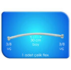 FLEX ÇELİK SU HORTUMU 3/8 3/8 UÇ 30 CM BOY 1 ADET