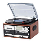 Bluetooth Kumandalı Cdli Kaset Usb Radyo 33-45-78 Plaklar Çalar Pikap