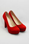 Kadın Moda Şık Kırmızı Klasik Topuklu Ayakkabı Topuklu Düğün Nişan Gece Abiye Ayakkabısı