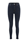 Kadın Moda Şık Kot Pantolon Dar Paça Regular Boy Denim Mavi İncelten Etki Yüksek Bel Skinny Jeans