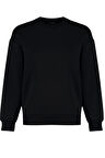 Kadın Regular Bisiklet Yaka Düşük Kol Regular Kalın İçi Polarlı Normal Kalıp Basic Örme Sweatshirt