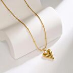 316L Çelik Kolye Gold Renk DORİKALI KALPLİ ANTİALERJİK