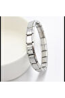 18 Cm Italian Charm Silver Detailed  Model Stainless Steel Bracelet FMACCESORİES