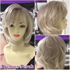 Platin Sarısı Kısa Katlı Doğal Sentetik Peruk