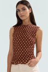 Regular Kolsuz Fitted Bluz Ekose Desenli Polyester Esnek Örme Kumaş Trend Tasarım Özenle Seçilmiş