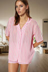 Yazlık Çizgili Shally Viskon Pijama Takımı Konforlu ve Şık Özenle Seçilmiş Trend Tasarım