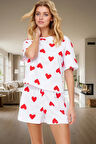 Kalp Desenli Örme Pijama Takımı Yaz İçin Mükemmel Konfor Trend Tasarım Rahat Ve Şık