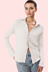Kadın Basic Fitted Gömlek Renk Uzun Kollu Önden Bağlama Detayı ile Şık Yaz Aylarının Vazgeçilmezi