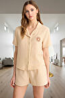 Regular Müslin Pijama Takımı Kısa Kollu Gömlek ve Şort Premium Kalite Zarifane Tasarım