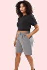 Kadın Yüksek Bel Örme Şort İnterlok Dokuma Rahat Günlük Yaz Hafta Sonu Stilin Buluştuğu Yer