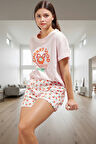 Yazlık %100 Pamuklu Homewear Pijama Takımı Şort ve Tişört Modern Stil Yüksek Kalite