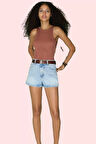 Kadın Pamuk Denim Şort Geniş Paça Yüksek Bel Tasarım Kısa Günlük Kullanım Kaliteli Malzeme
