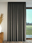 PERLE Koyu Gri Renk Keten Dokulu Fon Perde Ekstrafor Büzgülü