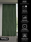 FAVOLLİ Kadife Dokulu Zeytin Yaprağı Rengi Ada Fon Perde Ekstrafor Büzgülü Dream Series