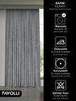 FAVOLLİ Kadife Dokulu Gümüş Grisi Ada Fon Perde Ekstrafor Büzgülü Dream Series