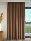 PERLE Sütlü Kahverengi Keten Dokulu Fon Perde Ekstrafor Büzgülü