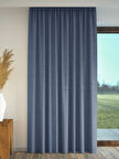 PERLE İndigo Rengi Keten Dokulu Fon Perde Ekstrafor Büzgülü