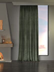 Kadife Dokulu Zeytin Yaprağı Rengi Ada Fon Perde Ekstrafor Büzgülü Dream Series