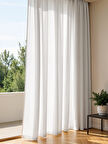 PERLE Beyaz Saten Güneşlik Perde – Ekstrafor Büzgülü