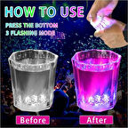 Renkli Led Parlayan Fiber Optik Bardak 5,5 x 5,5 cm Işıklı Eğlenceli Parti Aksesuarı