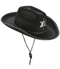 Çocuk Kovboy Şapkası Siyah Sheriff Kostüm ve Parti Aksesuarı