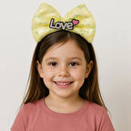Eğitici Oyuncak LED Işıklı Love Yazılı Sarı Fiyonk Taç – Kız Çocuk Parti Tacı