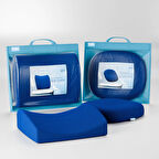 FOM Smith Ve Bels Visco Anatomik Oturma Simidi Ve Bel Destek Yastık Ofis Seti, Ortopedik, Lacivert