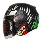 Motosiklet Yarım Kask Double Güneş Vizörlü Sertifikalı Abs Material X-Black