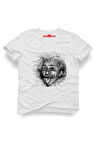Einstein Karakalem Erkek Baskılı Beyaz Tshirt
