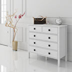 Hunerika Ancona 5 çekmeceli şifonyer-Wood Beyaz-Minifiks Bağlantılı