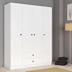 Ferniso Mobilya 4 Kapak 2 Çekmeceli Gardrop Beyaz