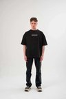 Kadın Baskılı T-Shirt Kısa Kol Bisiklet Yaka Oversize Rahat Kalıp Günlük Tişört   - Siyah