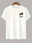 Erkek Tişört Palmiye Baskılı Bisiklet Yaka Kısa Kol T-Shirt - Beyaz