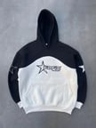 Kadın 3 İplik Pamuklu Parçalı Nakış İşlemelı Kapüşonlu SweatShirt Hoodie - Siyah