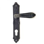 Antika Tarz Dekoratif Pirinç Çiçekli Yale Kapı Kolu - 240x40 Mm, Oksit